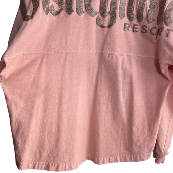 Disney Disneyland Parks Coral and Gold Glitter Spirit Jersey Long Sleeve - Picture 5 of 5